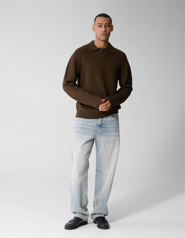 Heavy Gebreide Polo Bruin SHOEBY MEN