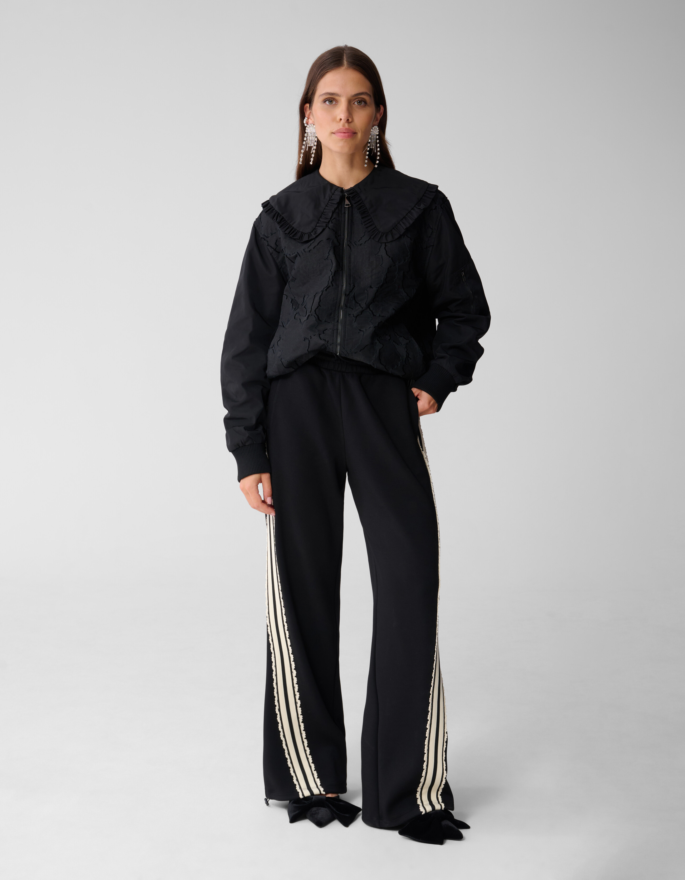Oversized Big Collar Bomber Zwart SHOEBY WOMEN