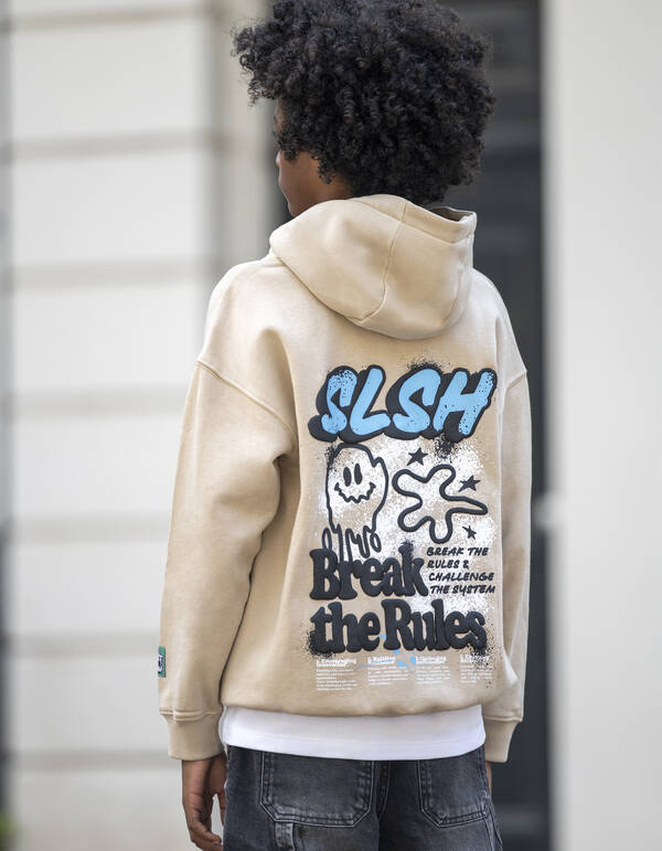 Rule Breaker Artwork Hoodie Beige SHOEBY BOYS
