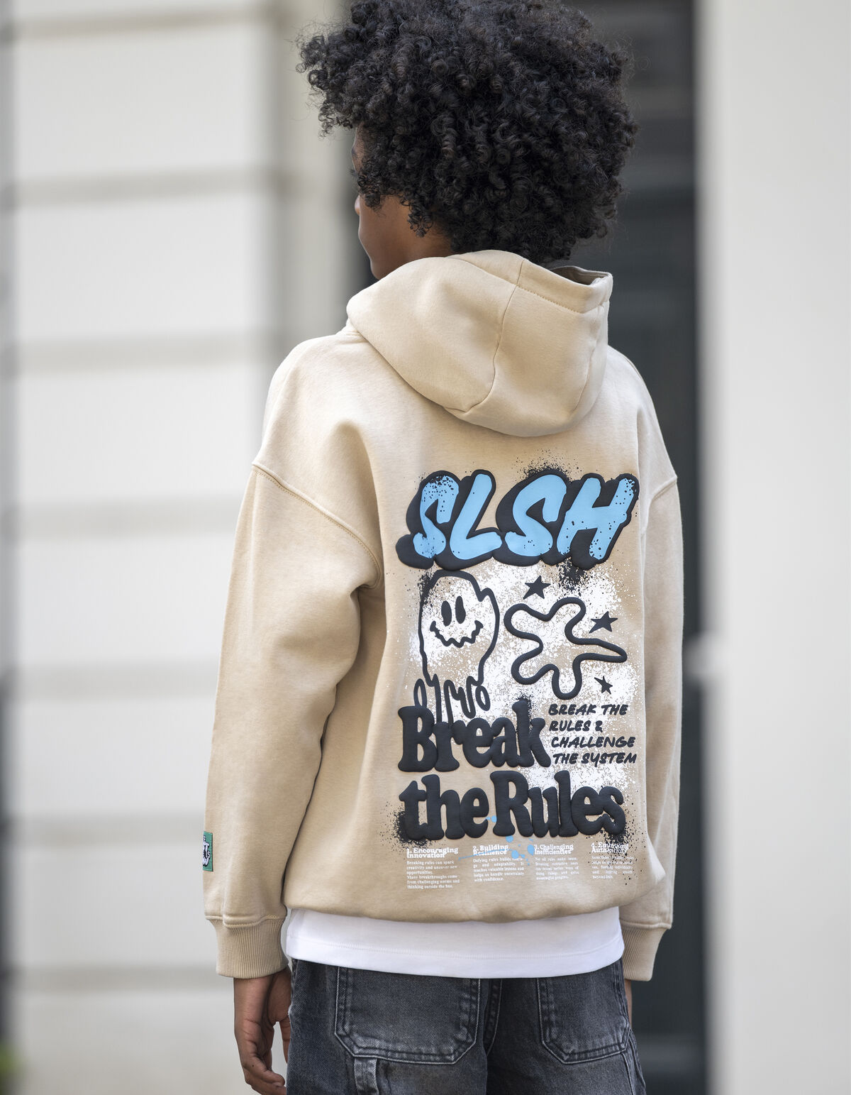 Rule Breaker Artwork Hoodie Beige SHOEBY BOYS