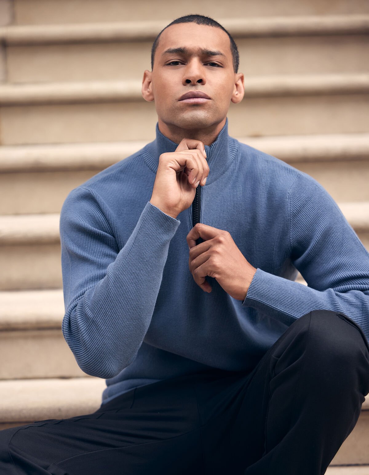 Half Zip Knit Trui Blauw SHOEBY MEN