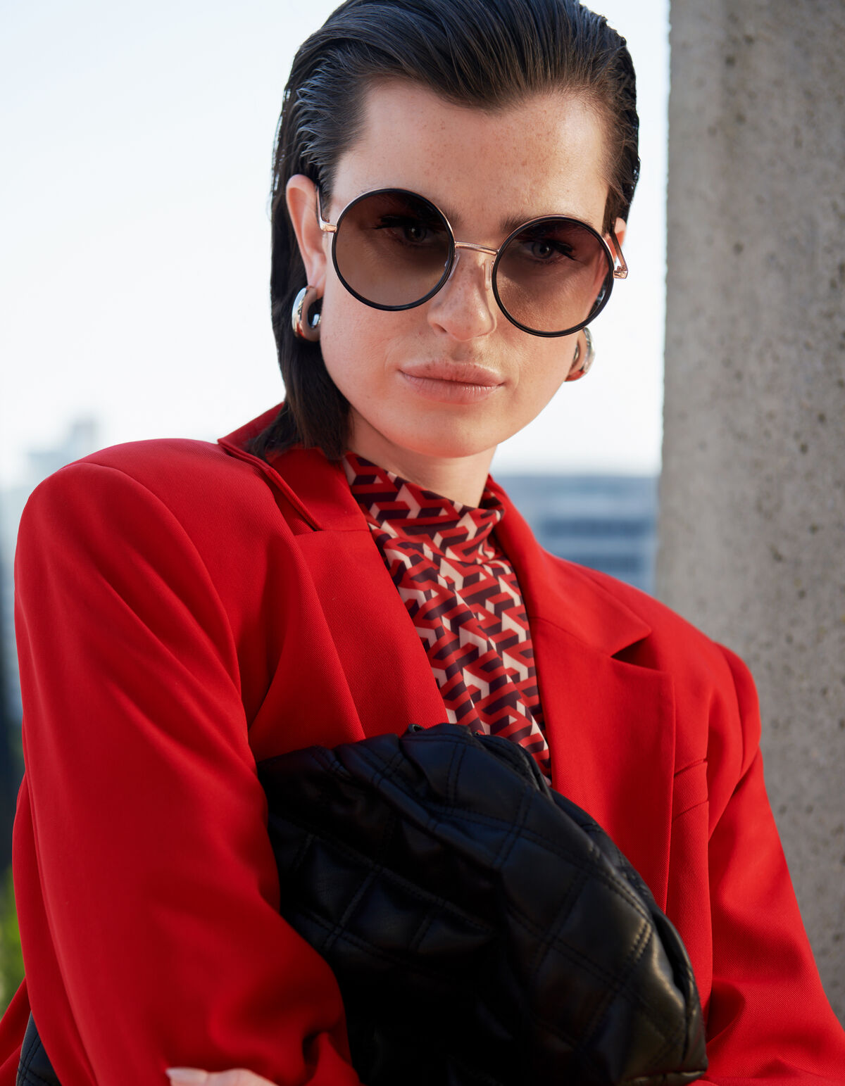 Oversized Geborduurde Blazer Rood SHOEBY WOMEN