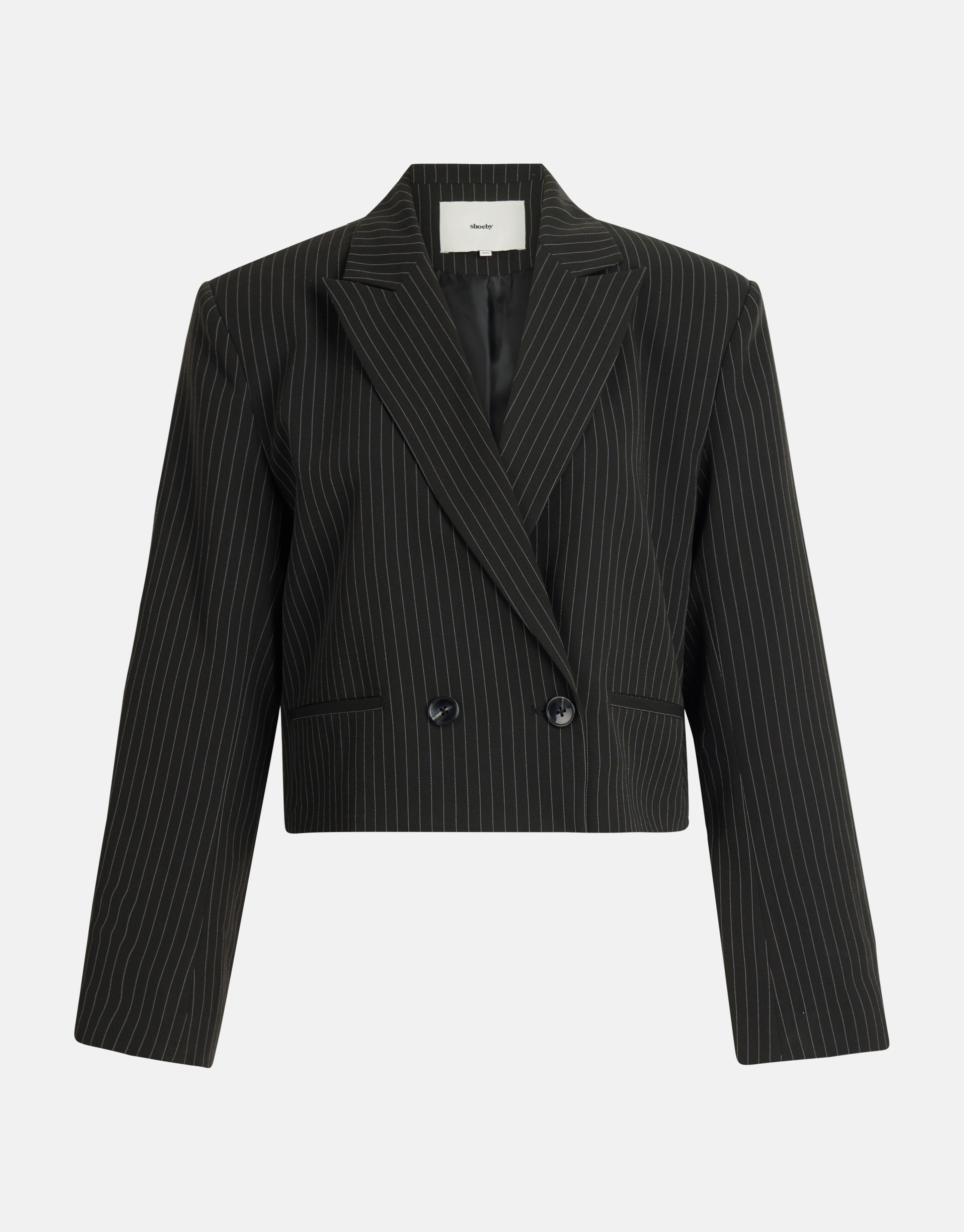 Pinstripe Cropped Blazer Zwart SHOEBY WOMEN