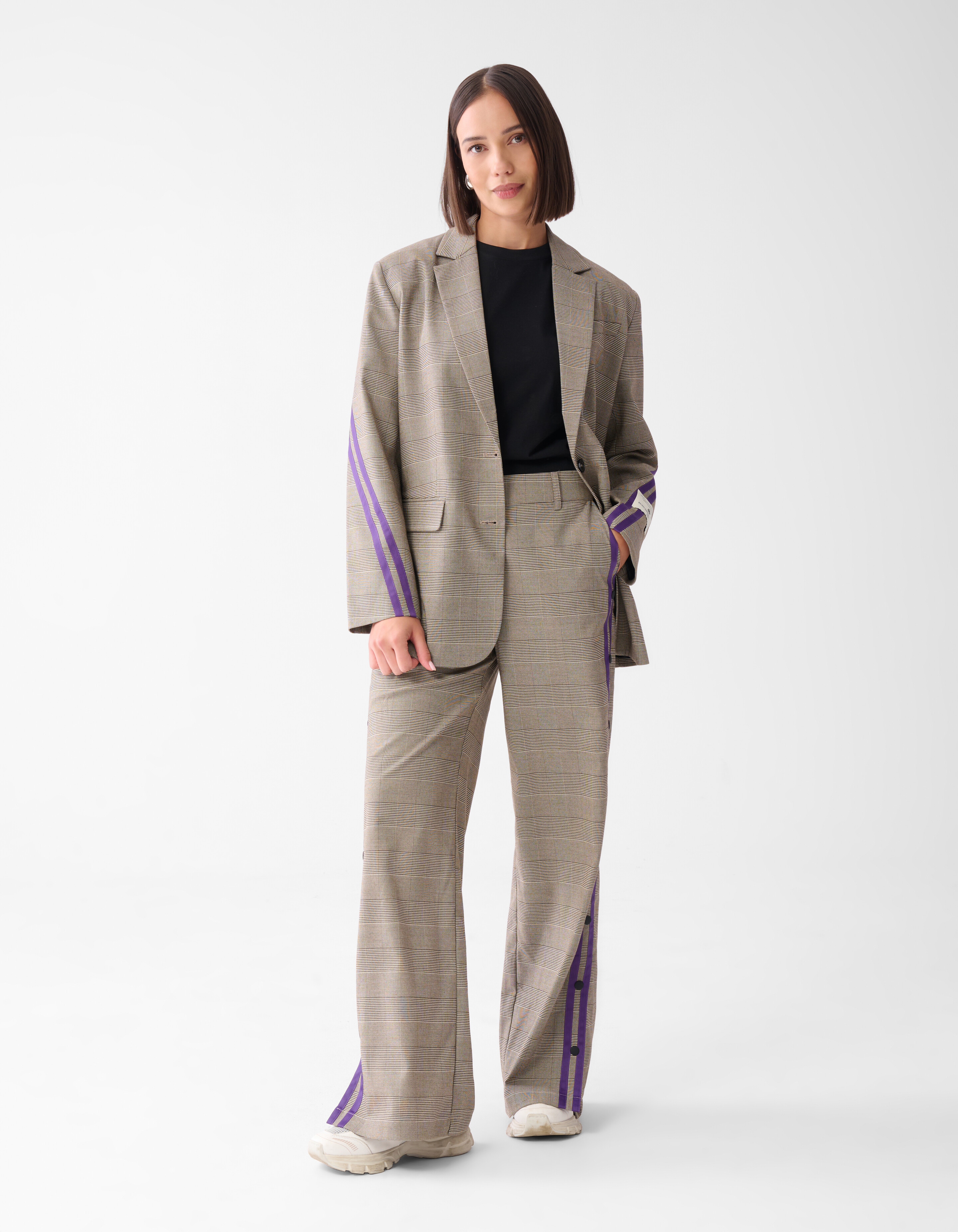 Sporty Ruiten Wide Leg Broek Bruin SHOEBY WOMEN