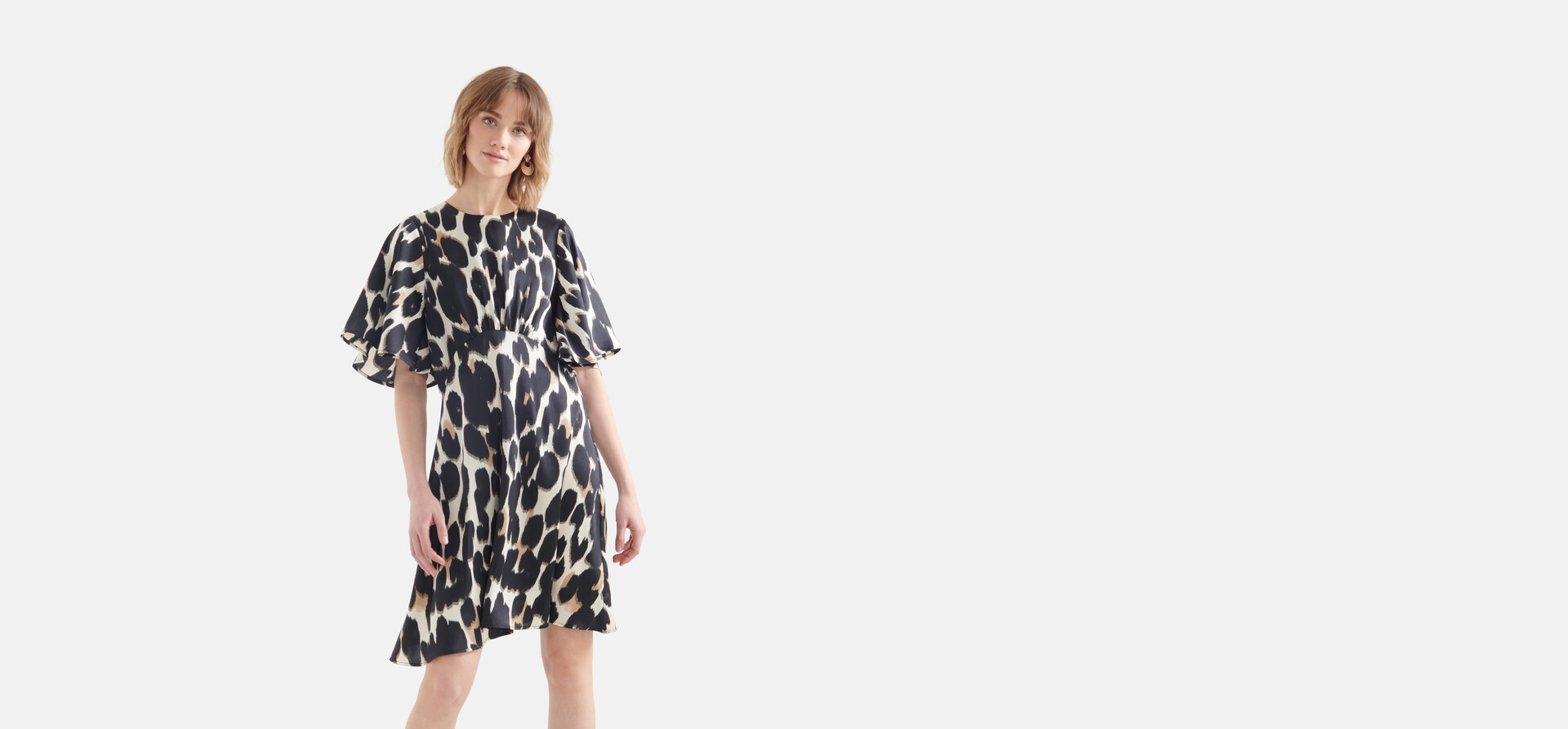 Leopard Midi Jurk Gebroken Wit SHOEBY WOMEN