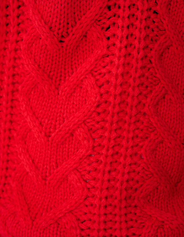 Strik Kabel Knit Trui Rood SHOEBY GIRLS