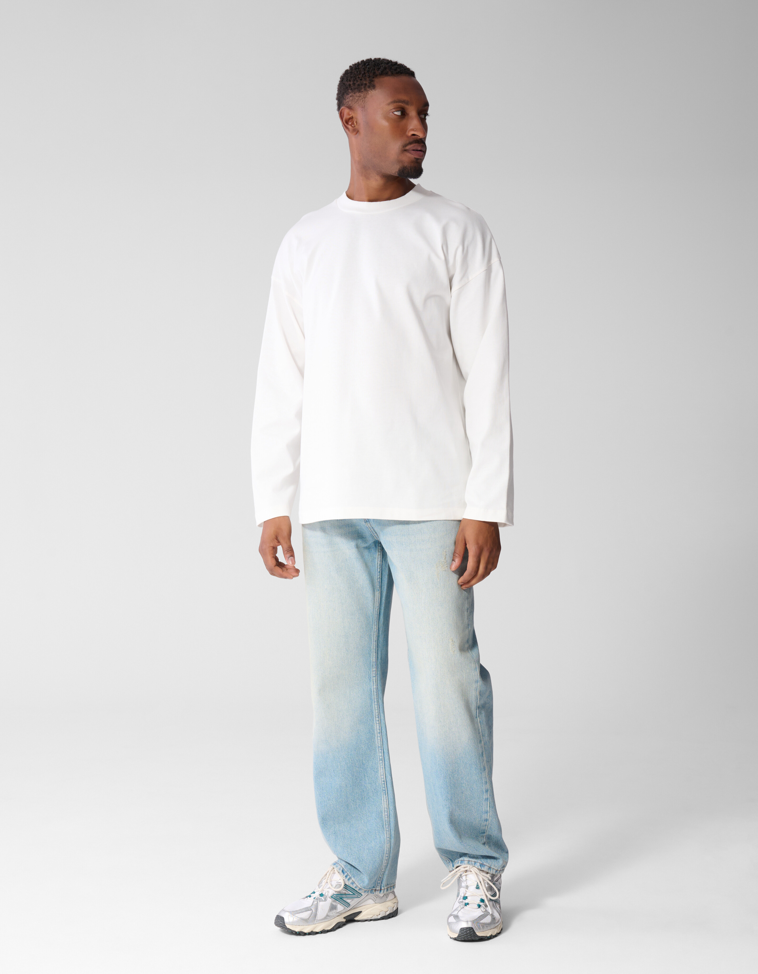 Basis Relaxed Fit Longsleeve Wit SHOEBY MEN