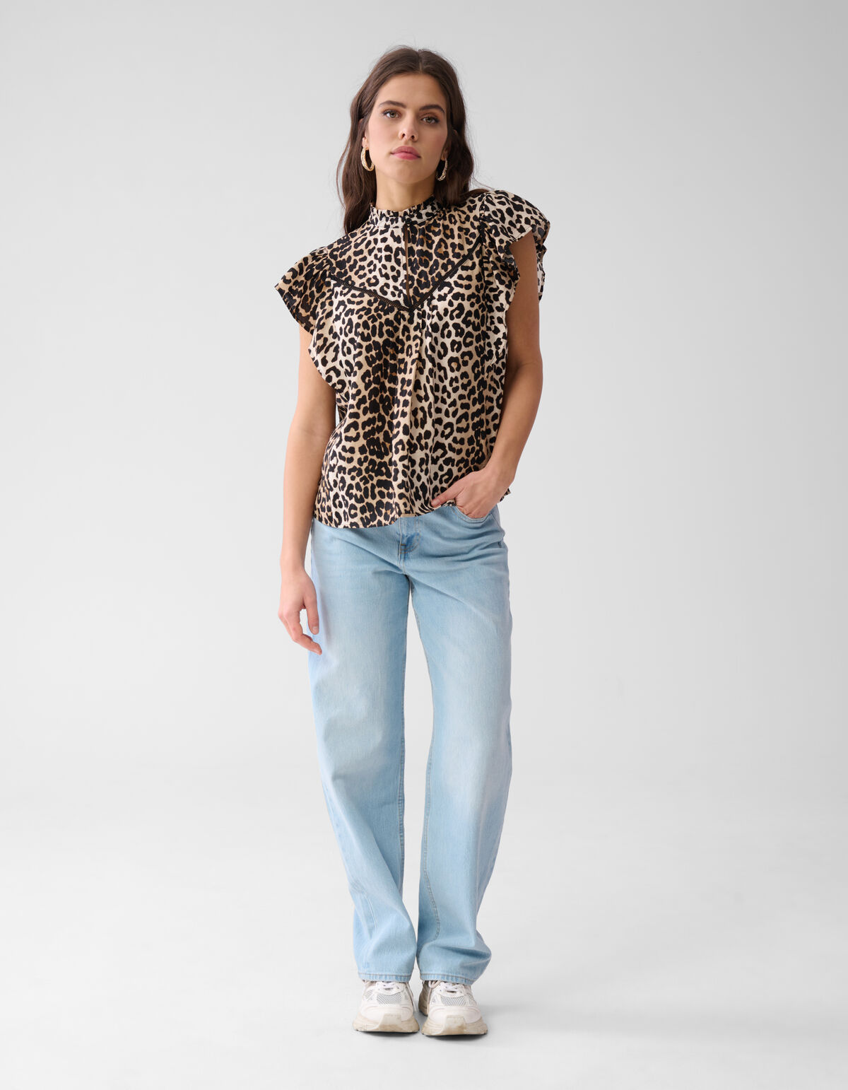 Leopard Ruffle Top Bruin SHOEBY WOMEN
