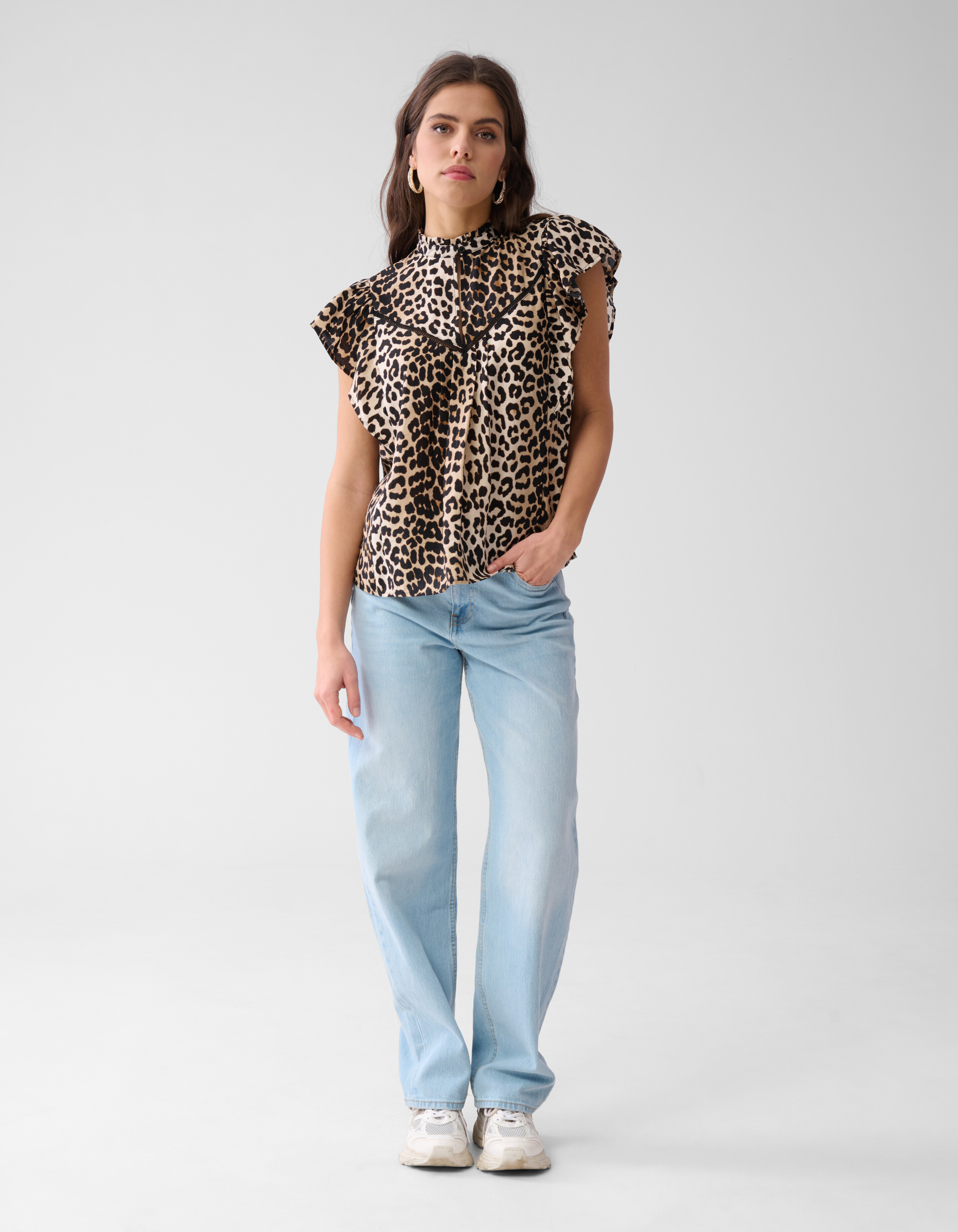 Leopard Ruffle Top Bruin SHOEBY WOMEN