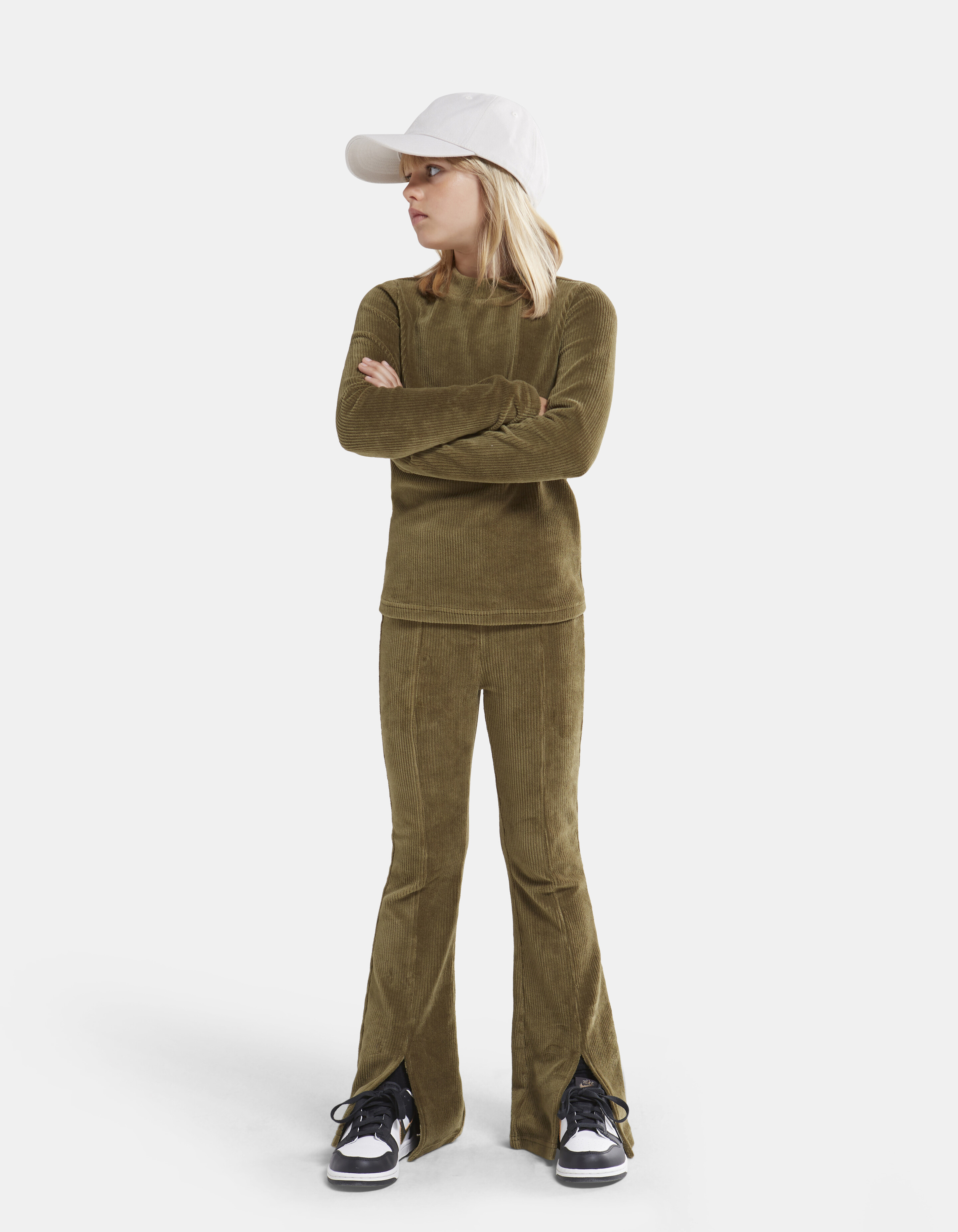 Ribstof Top Donkergroen SHOEBY GIRLS