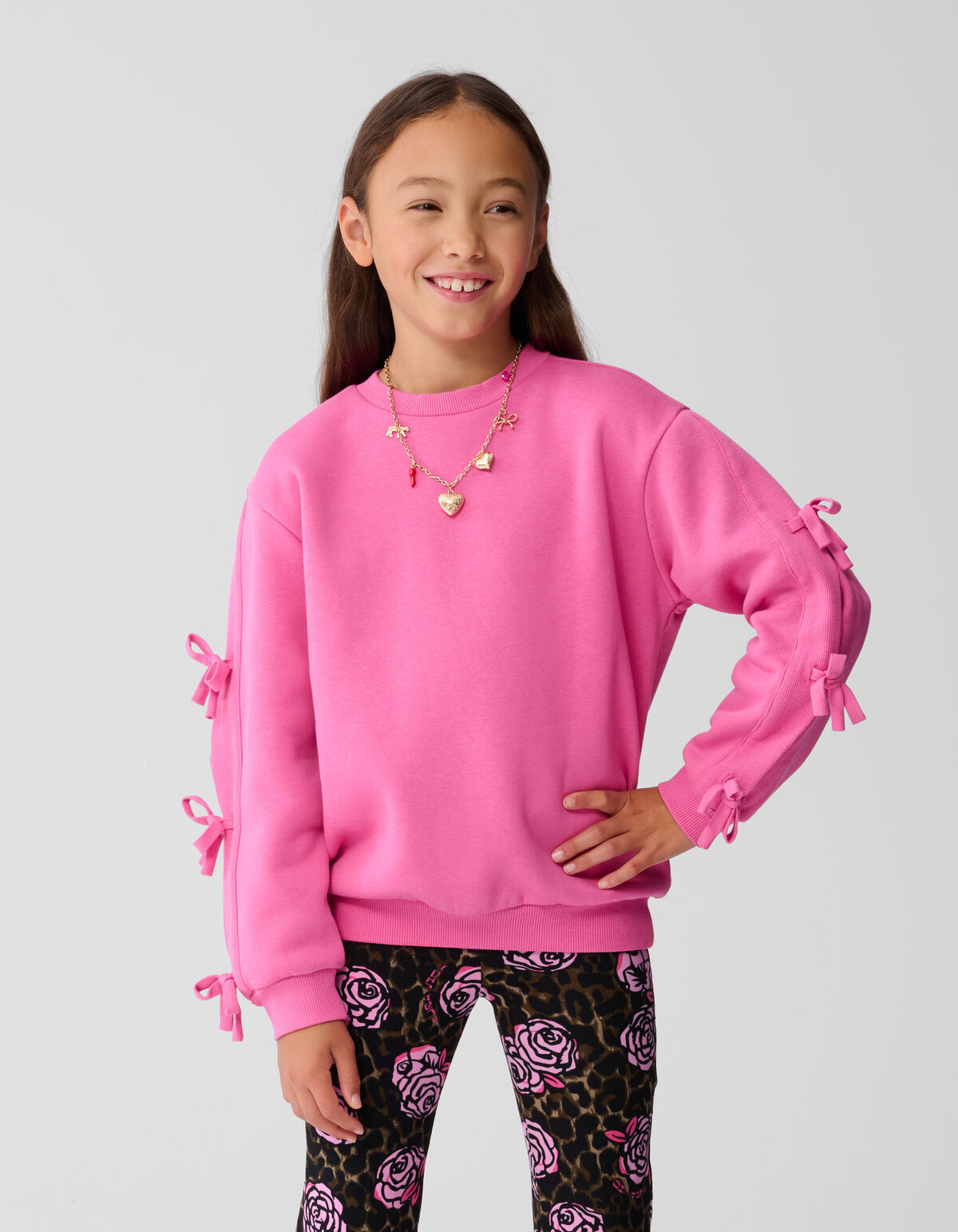 Rose Printed Flared Broek Bruin SHOEBY GIRLS