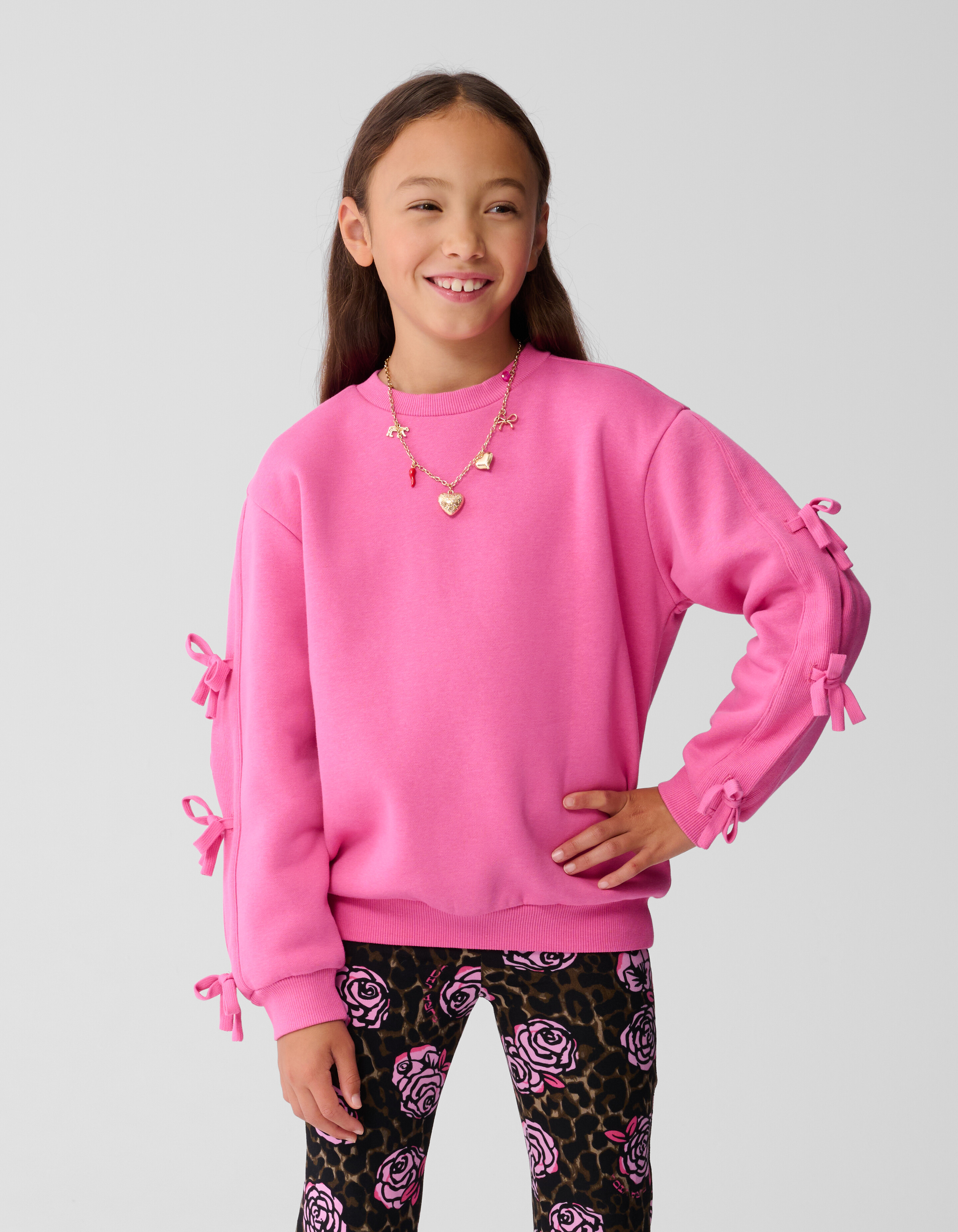 Rose Printed Flared Broek Bruin SHOEBY GIRLS