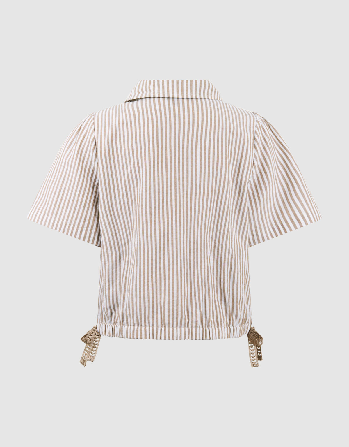 Pinstripe Embroidery Blouse Bruin SHOEBY GIRLS