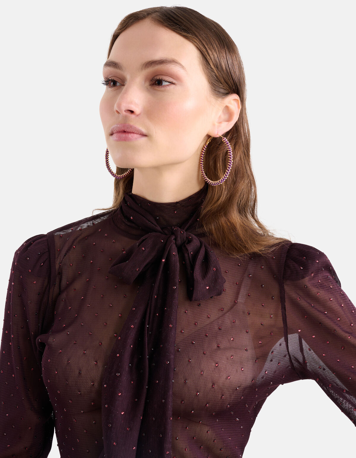 Strass Mesh Top Bordeaux SHOEBY WOMEN