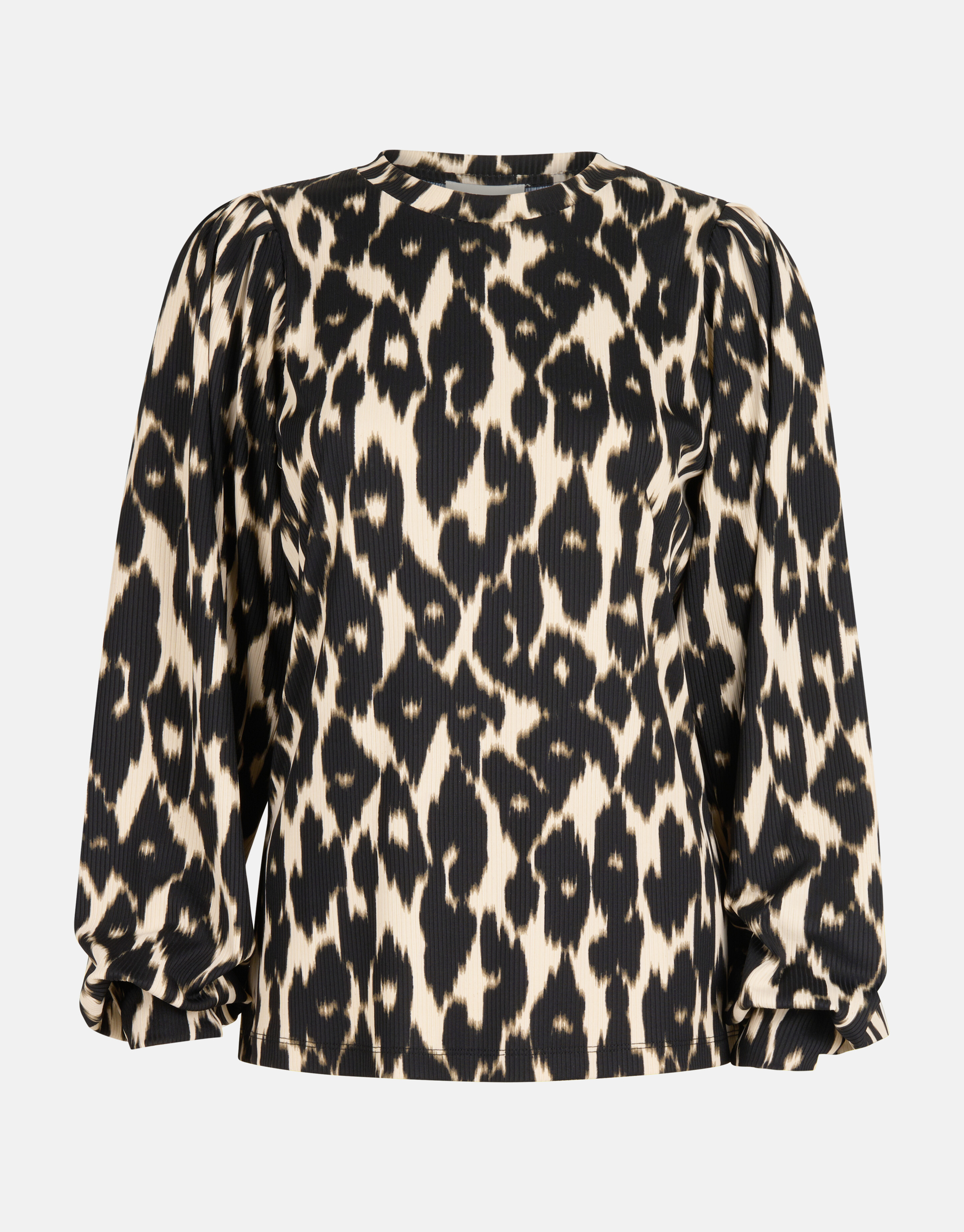 Leopard Rib T-shirt Lange Mouwen Offwhite SHOEBY WOMEN