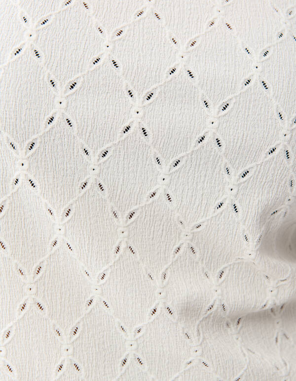 Ajour Ruffle Top Gebroken Wit SHOEBY WOMEN