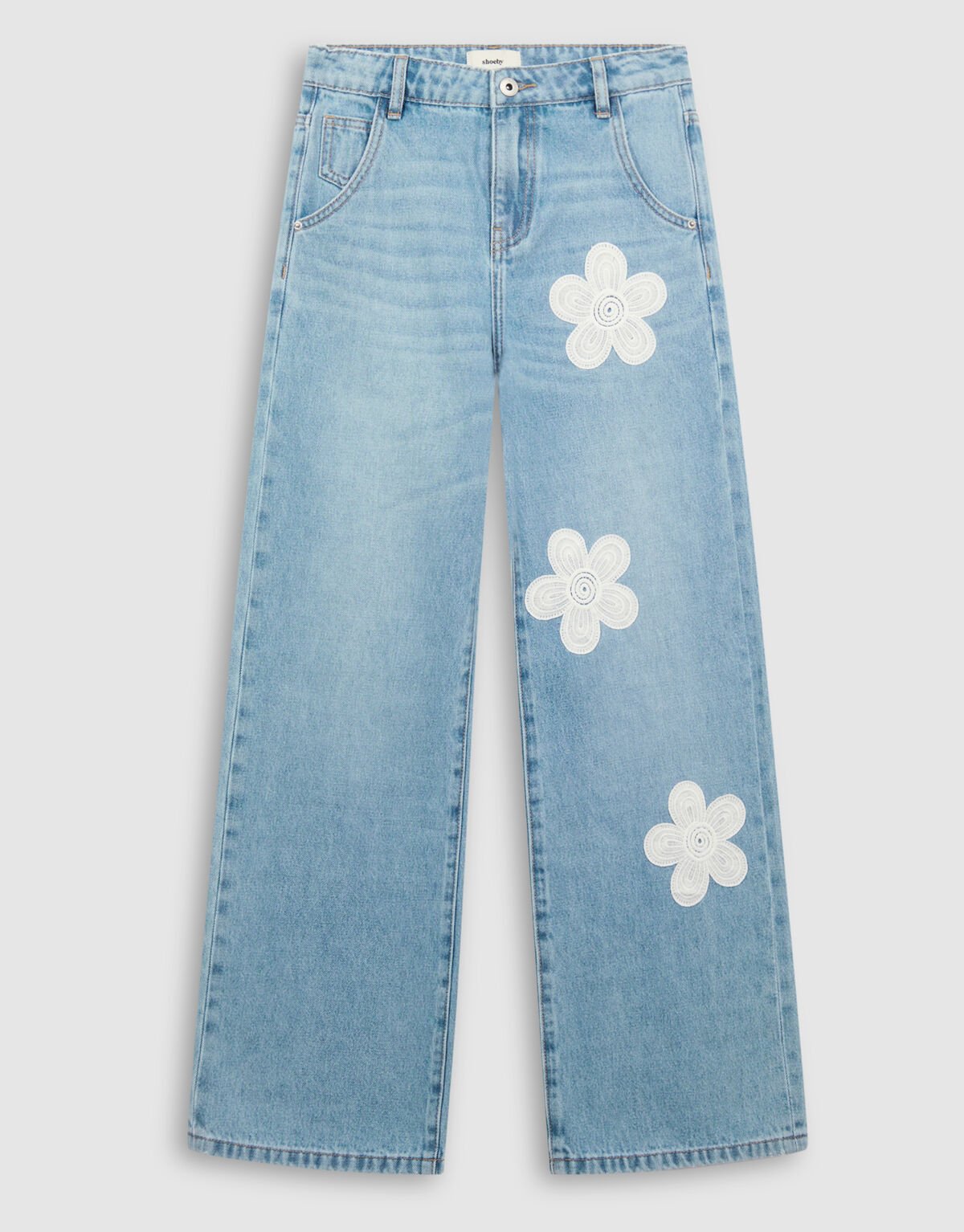 Flower Wide Leg Fit Jeans Blauw SHOEBY GIRLS