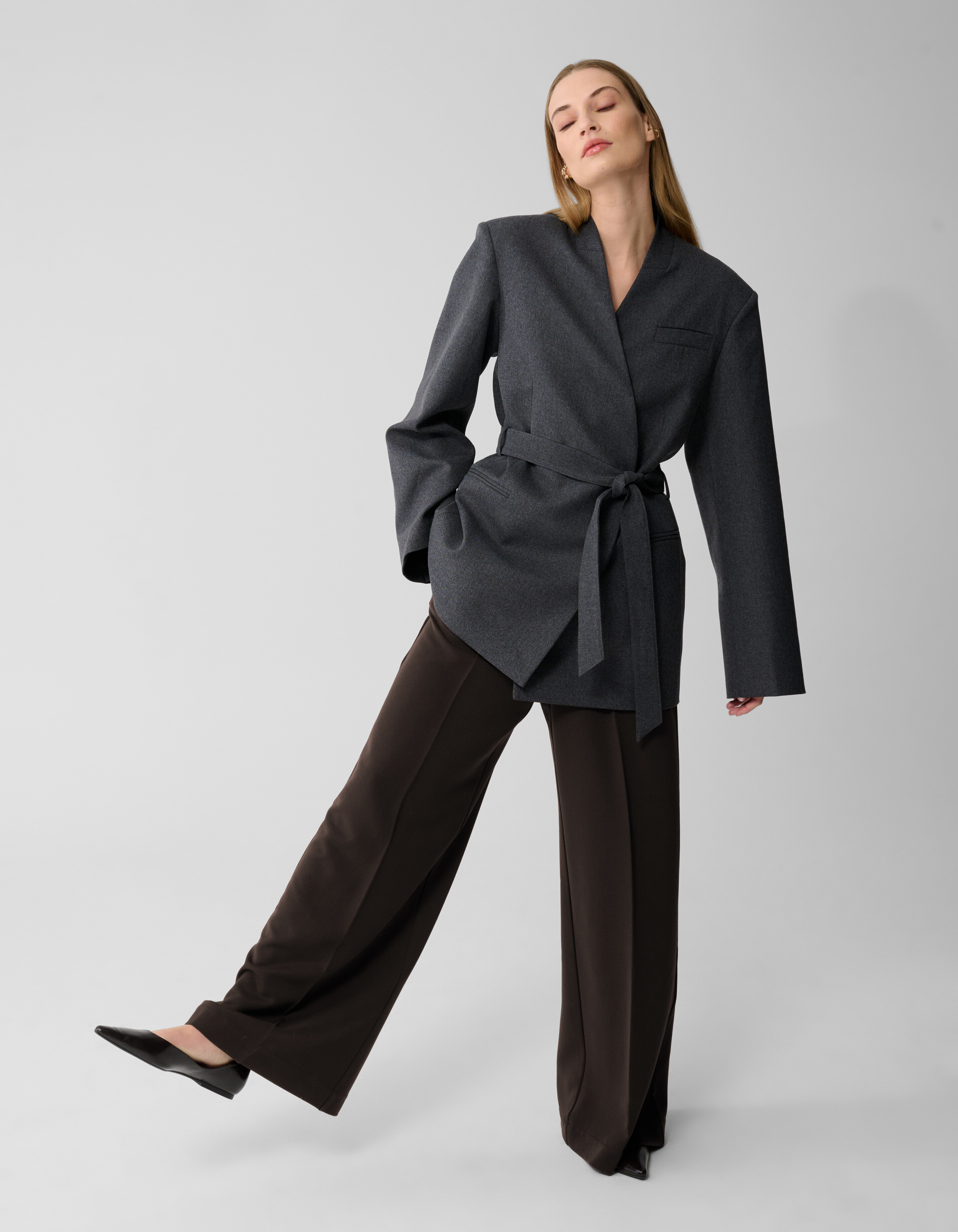 Oversized Wrap Blazer Donkergrijs By Lonneke SHOEBY WOMEN
