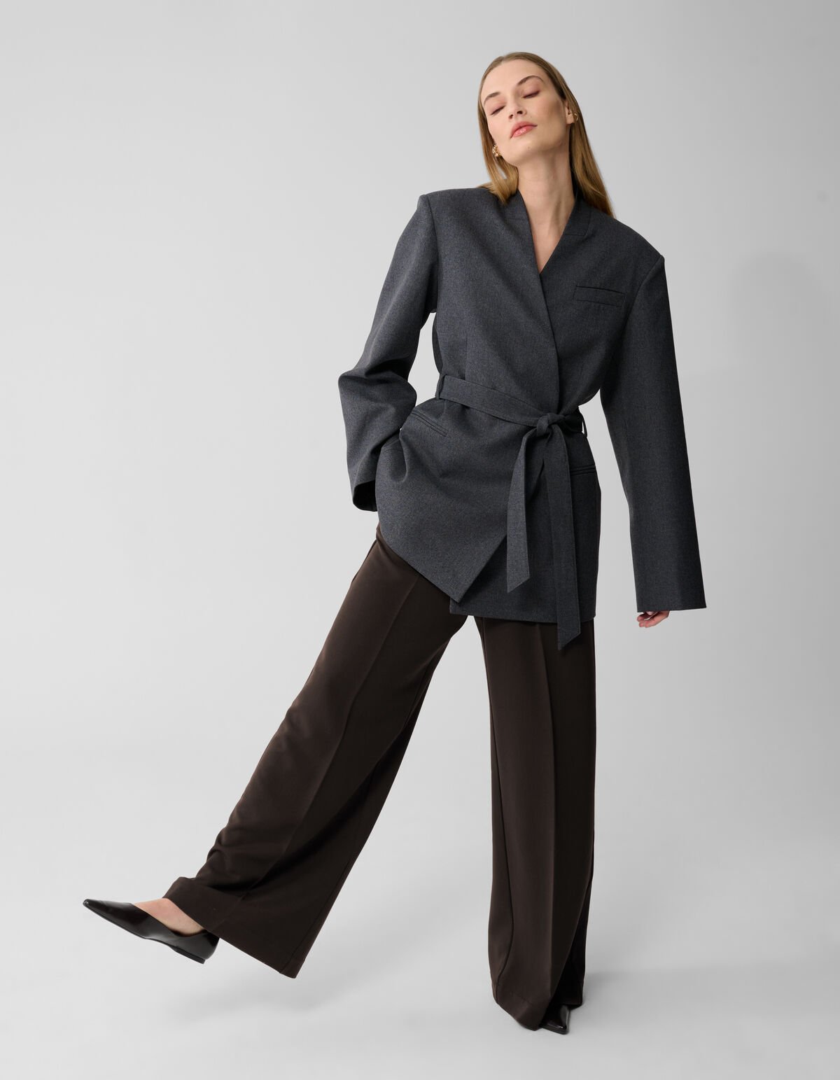 Oversized Wrap Blazer Donkergrijs By Lonneke SHOEBY WOMEN