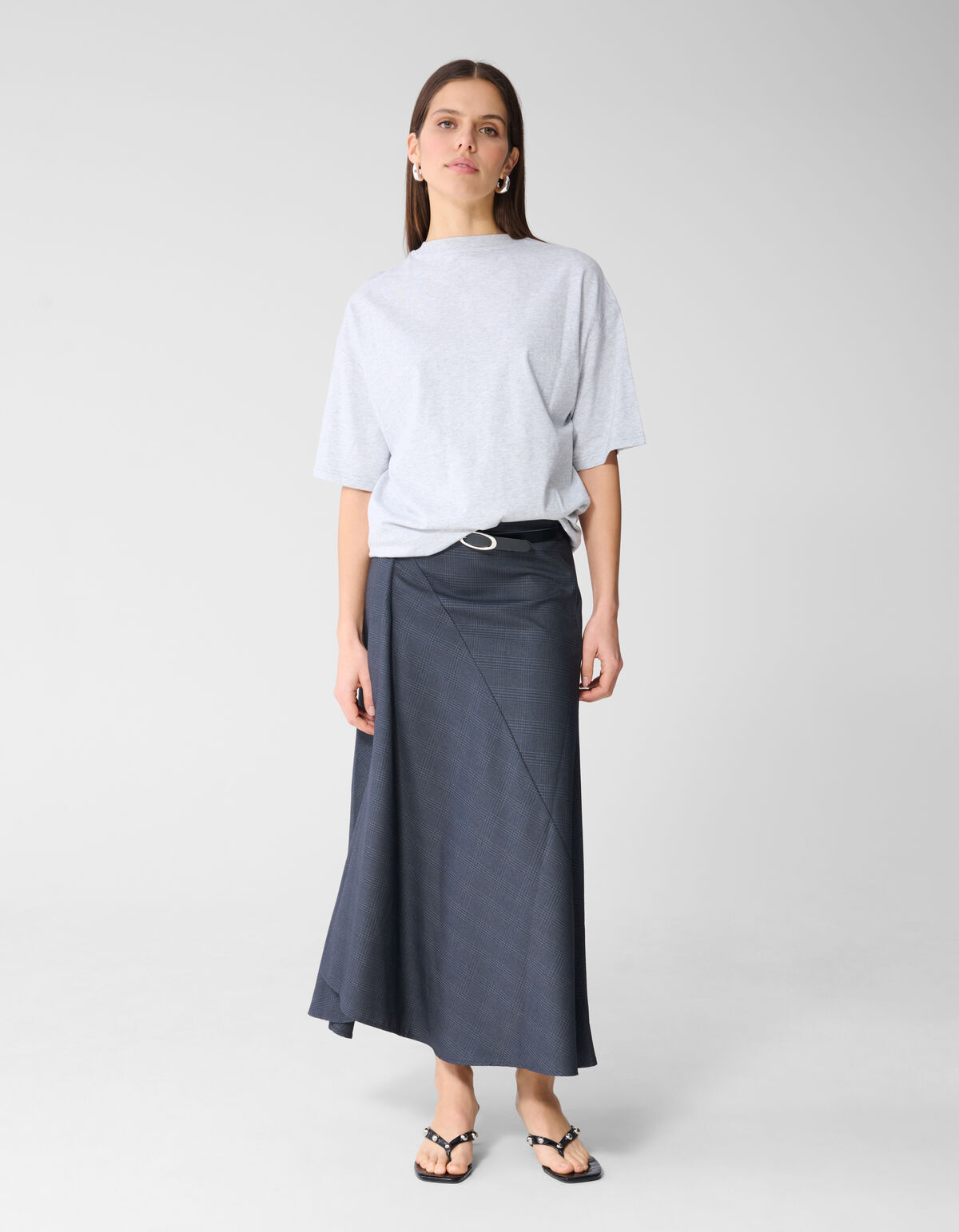 Ruiten Maxi Rok Donkergrijs SHOEBY WOMEN