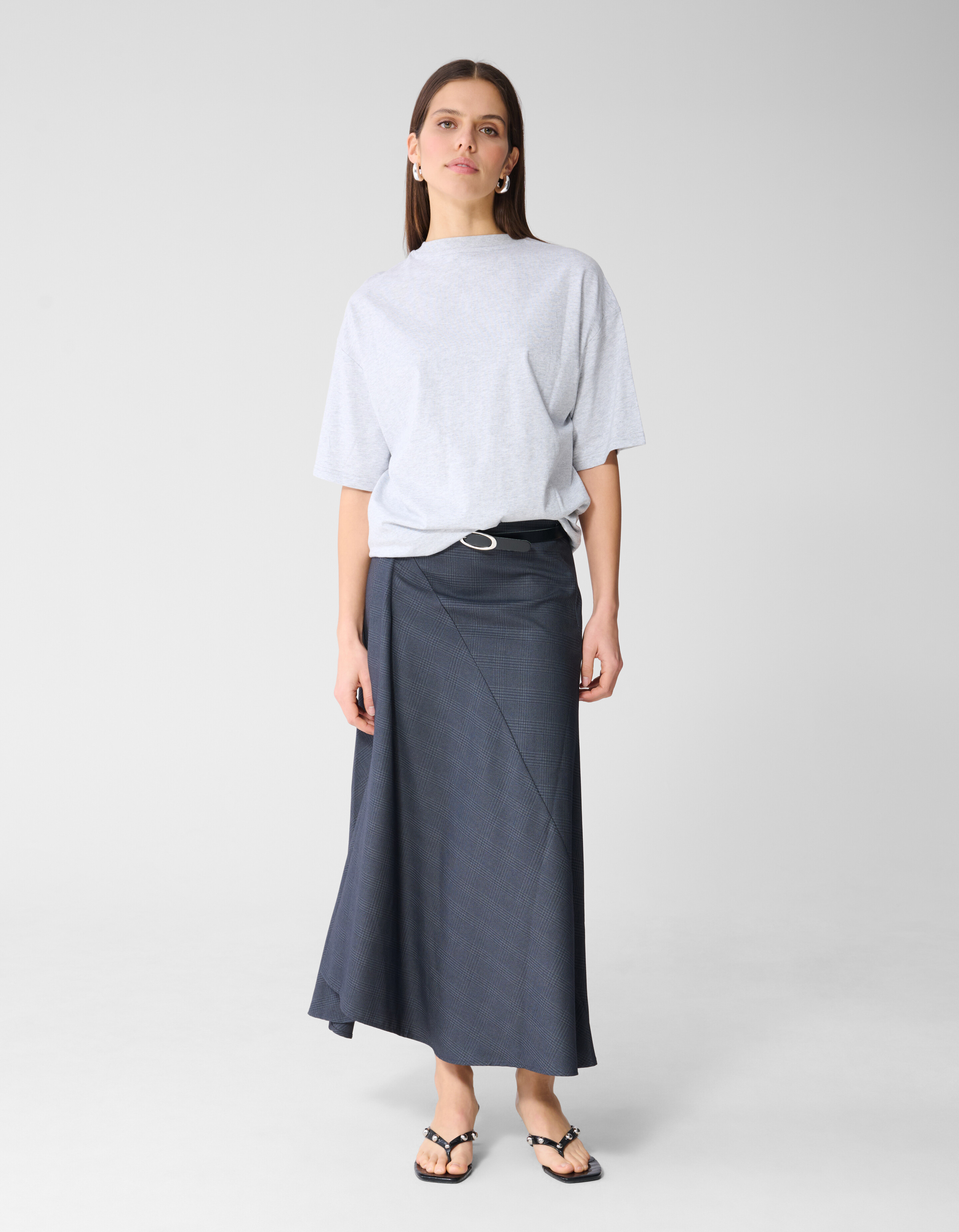 Ruiten Maxi Rok Donkergrijs SHOEBY WOMEN