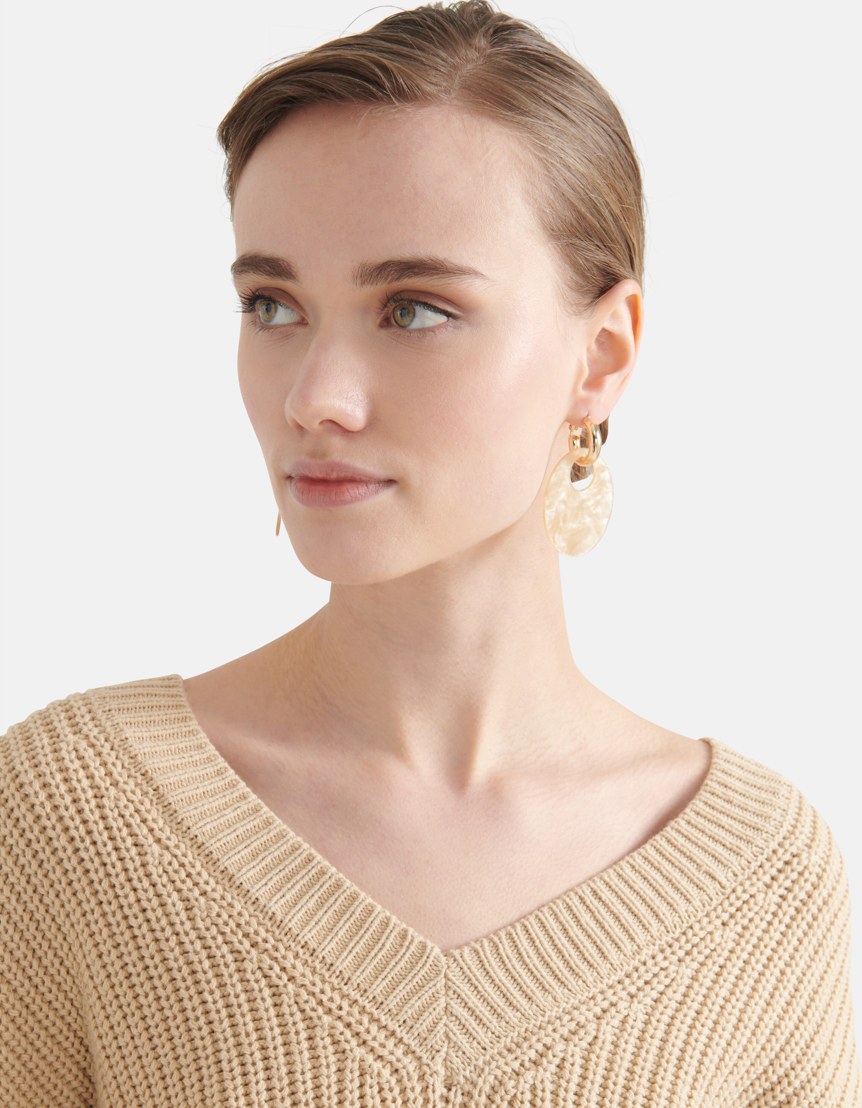 Ovale Oorbellen Beige SHOEBY ACCESSOIRES