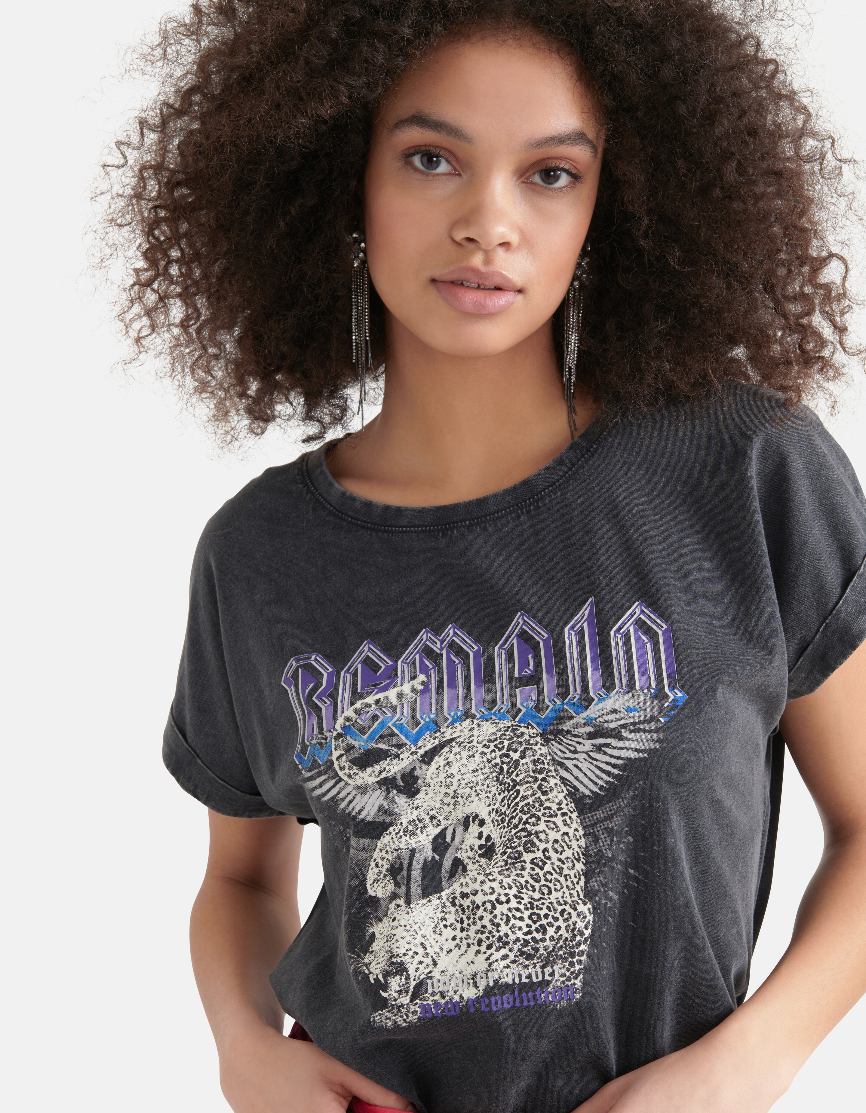 Printed T-shirt Donkergrijs SHOEBY WOMEN