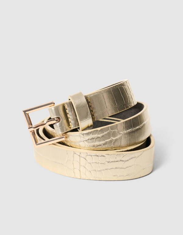 Metallic Croco Riem Goud SHOEBY ACCESSOIRES