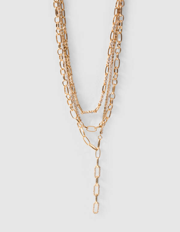Triple Layer Strass Ketting Goud SHOEBY ACCESSOIRES
