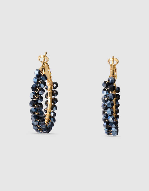 Beaded Hoop Oorbellen Blauw/Goud SHOEBY ACCESSOIRES