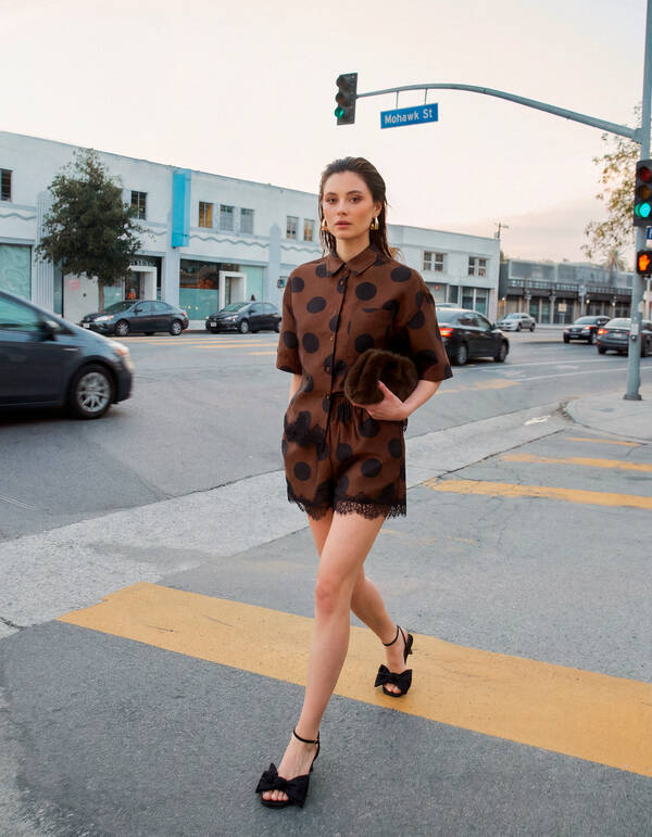 Kanten Polkadot Short Bruin SHOEBY WOMEN