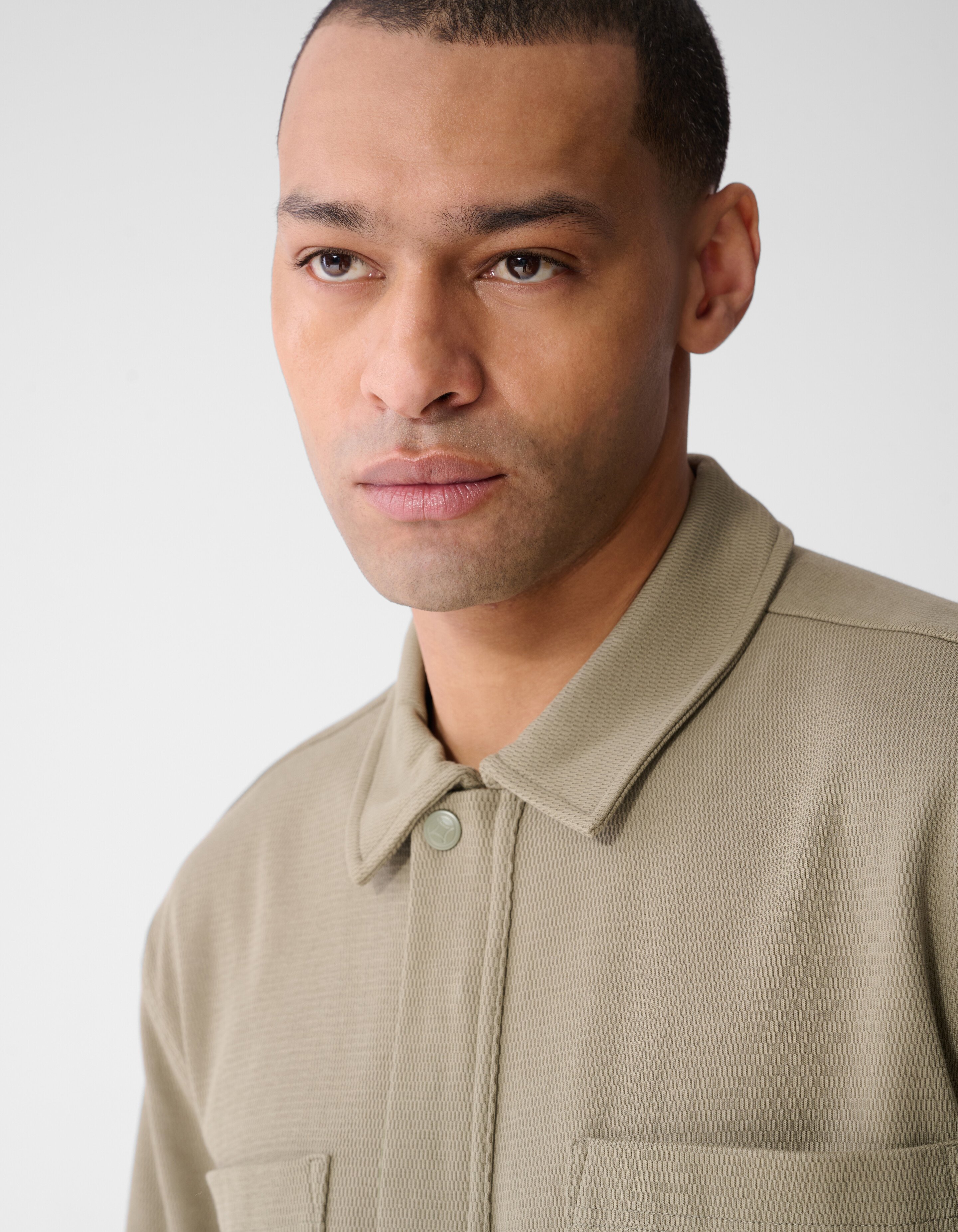 Structuur Zipper Overshirt Khaki SHOEBY MEN