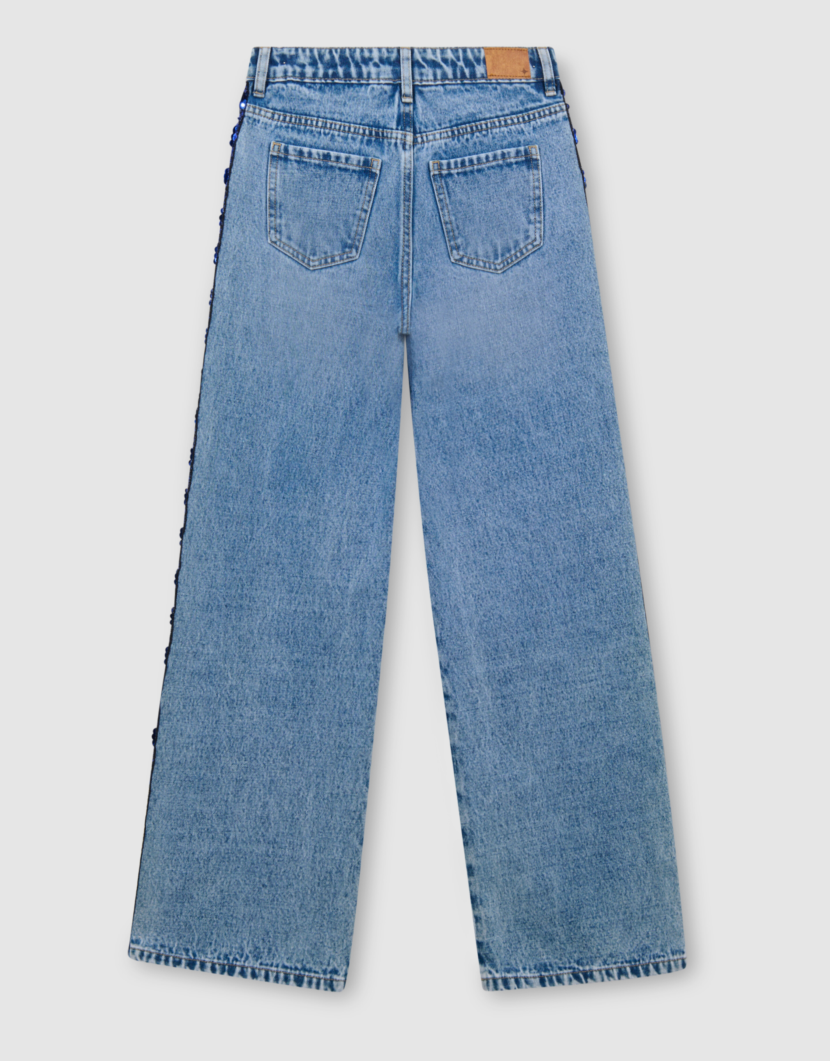 Glitter Tape Wide Leg Jeans Blauw SHOEBY ACCESSOIRES