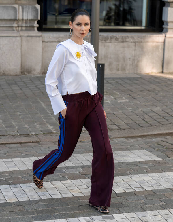 Sporty Wide Leg Broek Donkerrood SHOEBY WOMEN