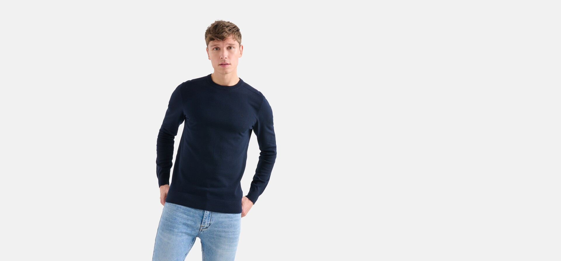 Rib Trui Donkerblauw SHOEBY MEN