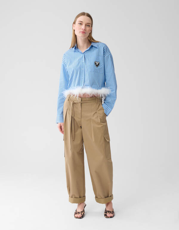 Cargo Wide Leg Broek Bruin SHOEBY WOMEN