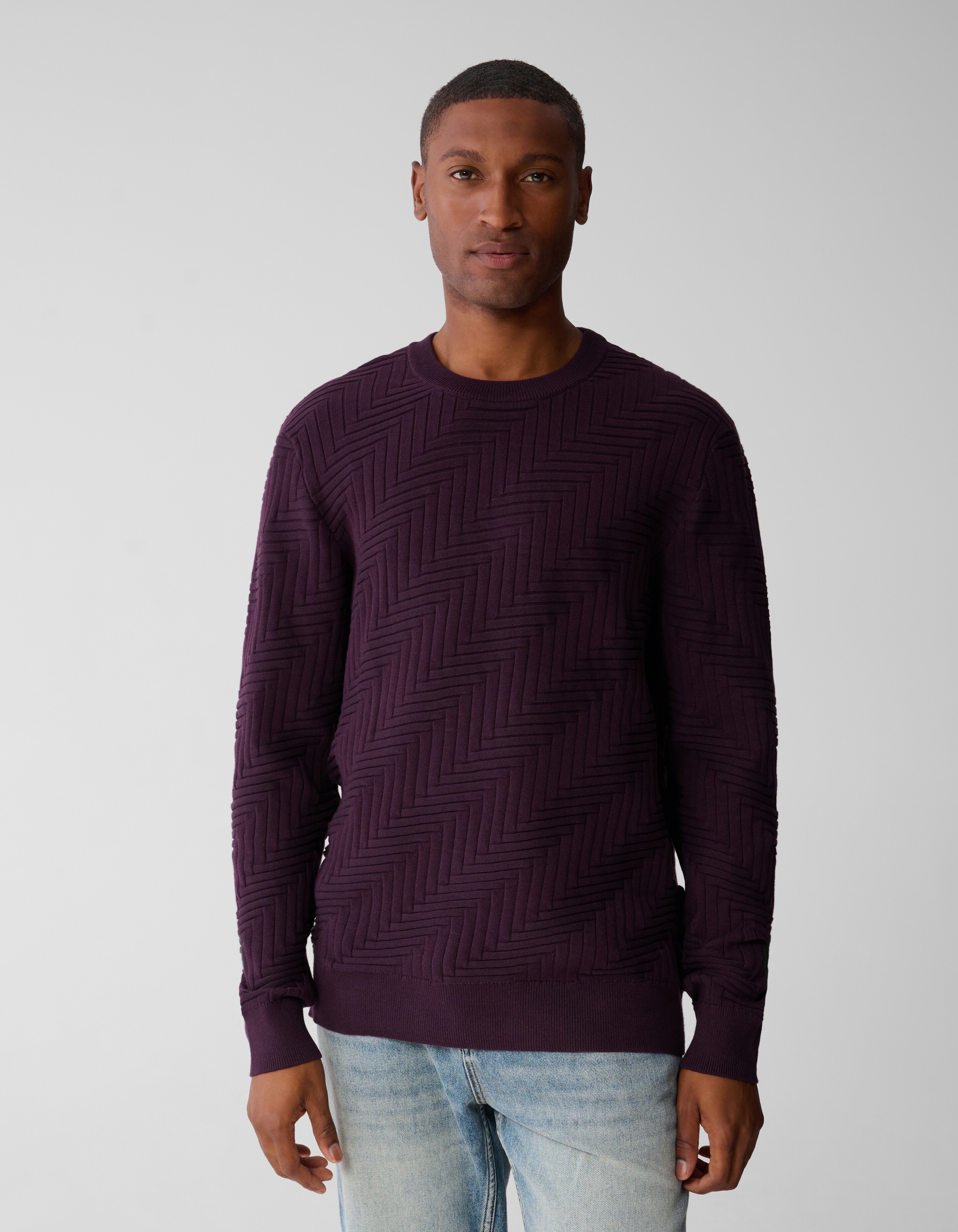 Structuur Knit Sweater Donkerrood SHOEBY MEN