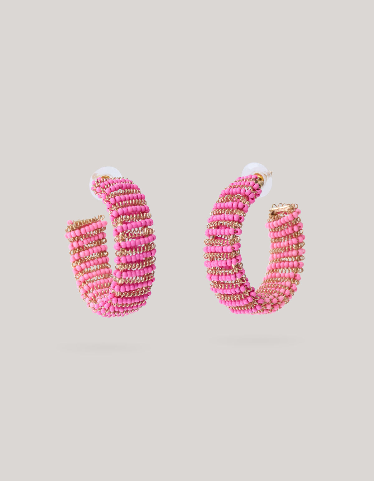 Beaded Hoop Oorbellen Roze SHOEBY ACCESSOIRES