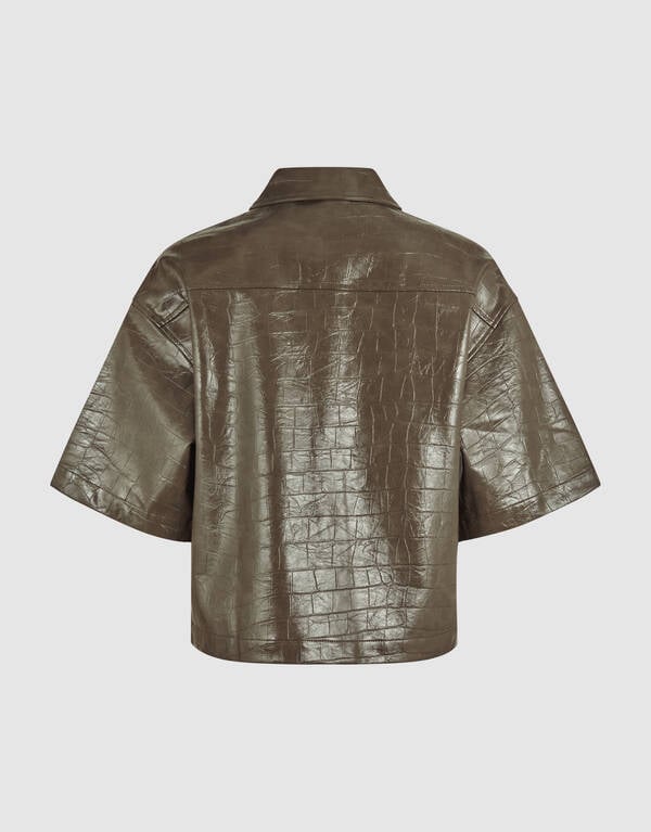 Croco Blouse Donkergroen By Mieke SHOEBY WOMEN