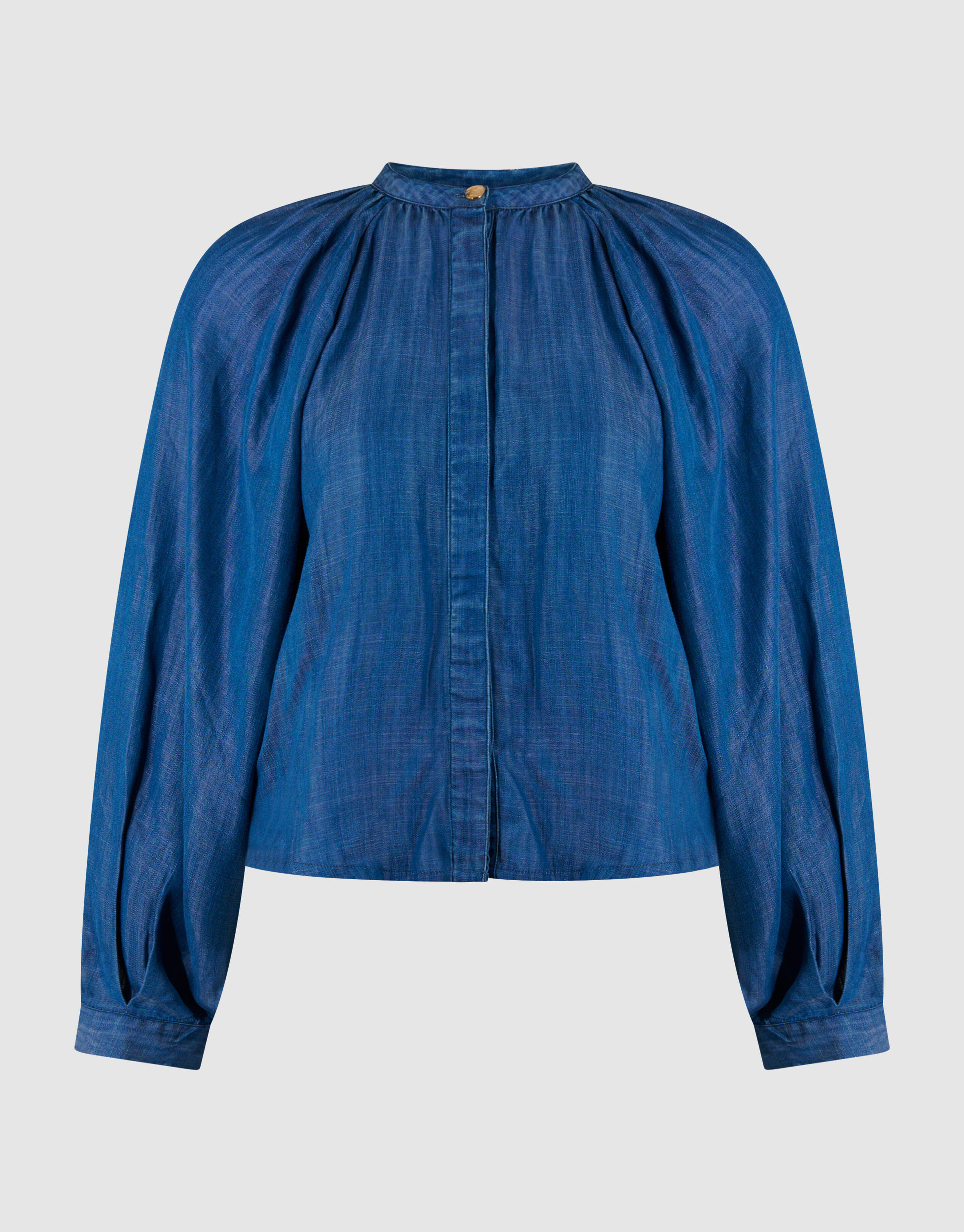 Cropped Denim Blouse Blauw SHOEBY WOMEN