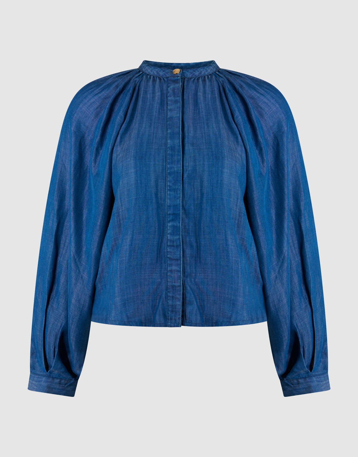 Cropped Denim Blouse Blauw SHOEBY WOMEN