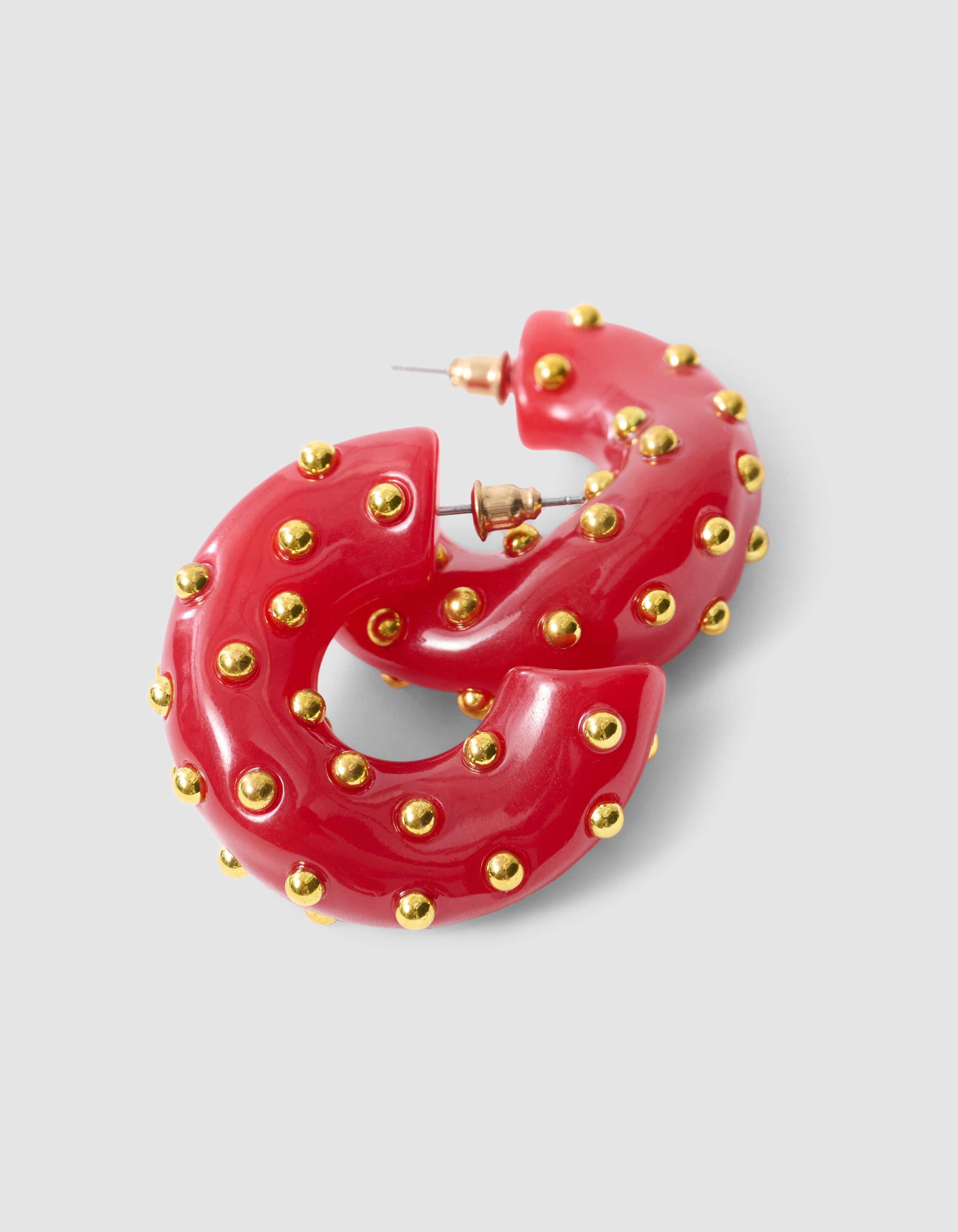 Studded Hoop Oorbellen Rood SHOEBY ACCESSOIRES