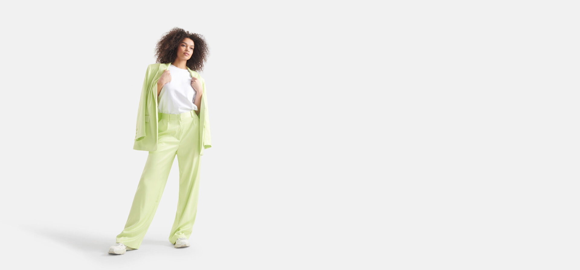 Satijnen Pantalon Limoengroen SHOEBY WOMEN