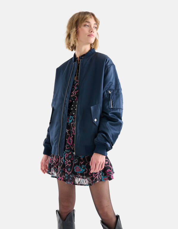 Satijnen Bomberjack Donkerblauw SHOEBY WOMEN