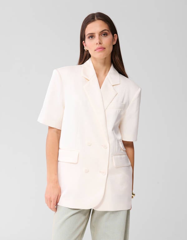 Short Sleeve Blazer Gebroken Wit SHOEBY WOMEN