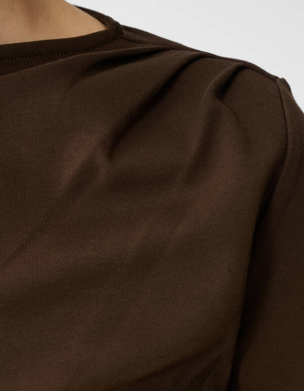Drape Longsleeve Top Donkerbruin SHOEBY WOMEN