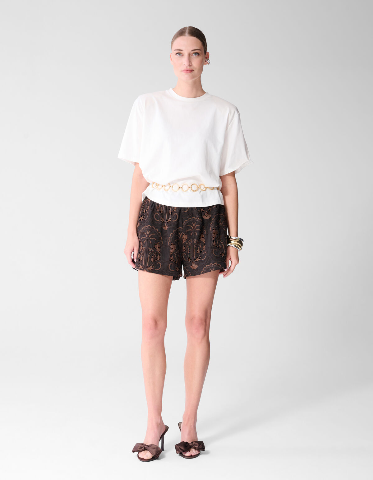 Embroidery Short Donkerbruin SHOEBY WOMEN
