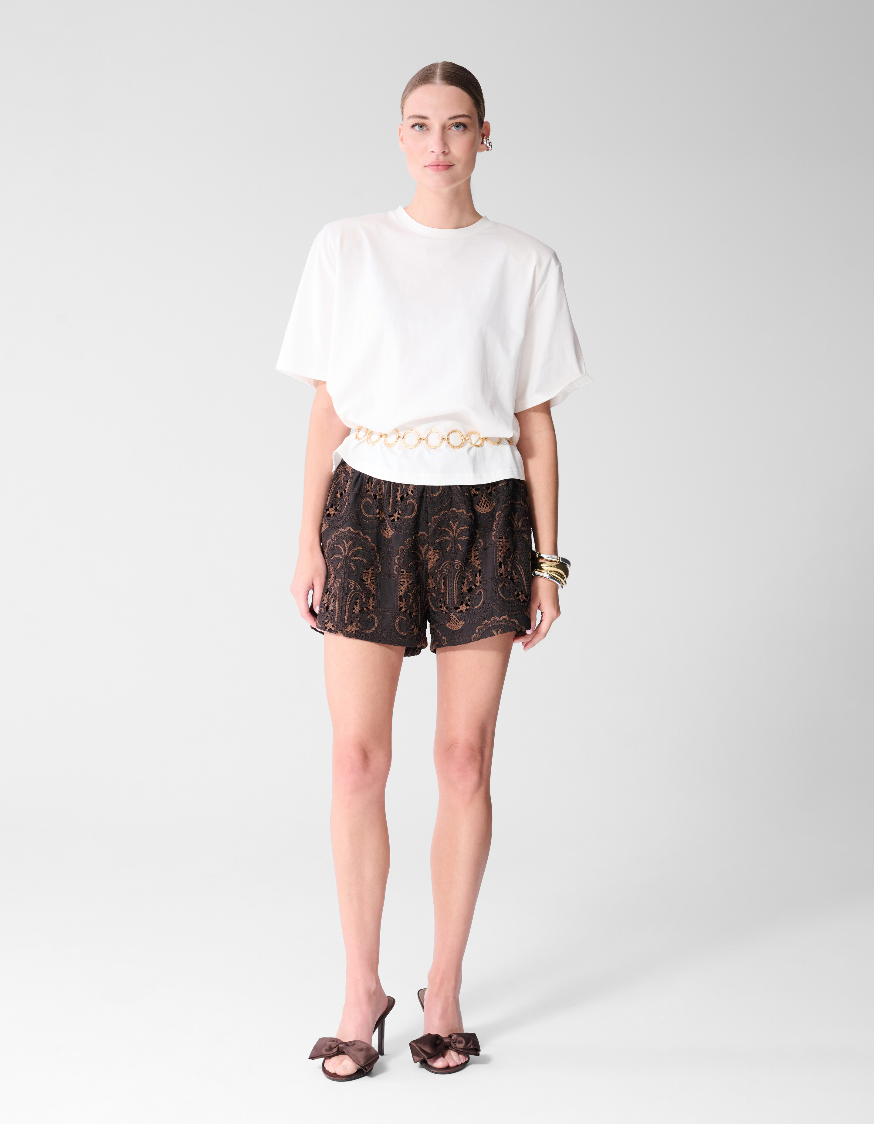 Embroidery Short Donkerbruin SHOEBY WOMEN