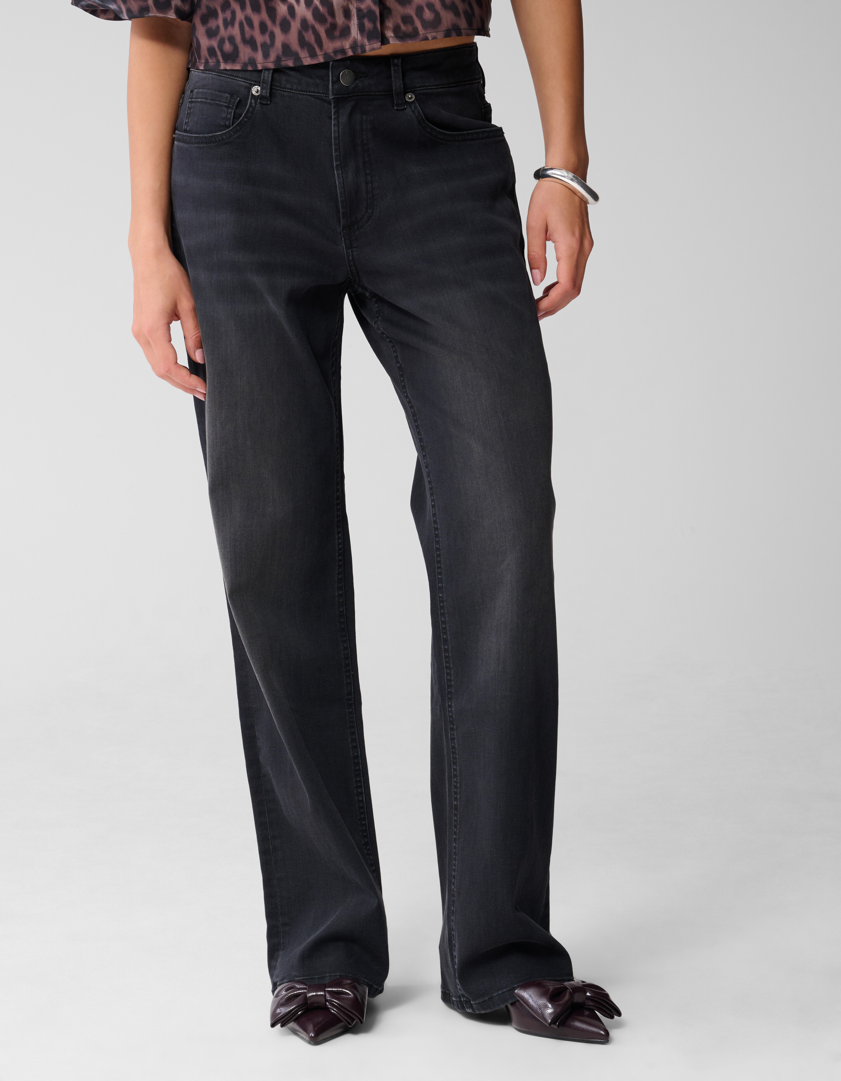 Straight Fit Jeans Extra Lang Donkergrijs SHOEBY WOMEN