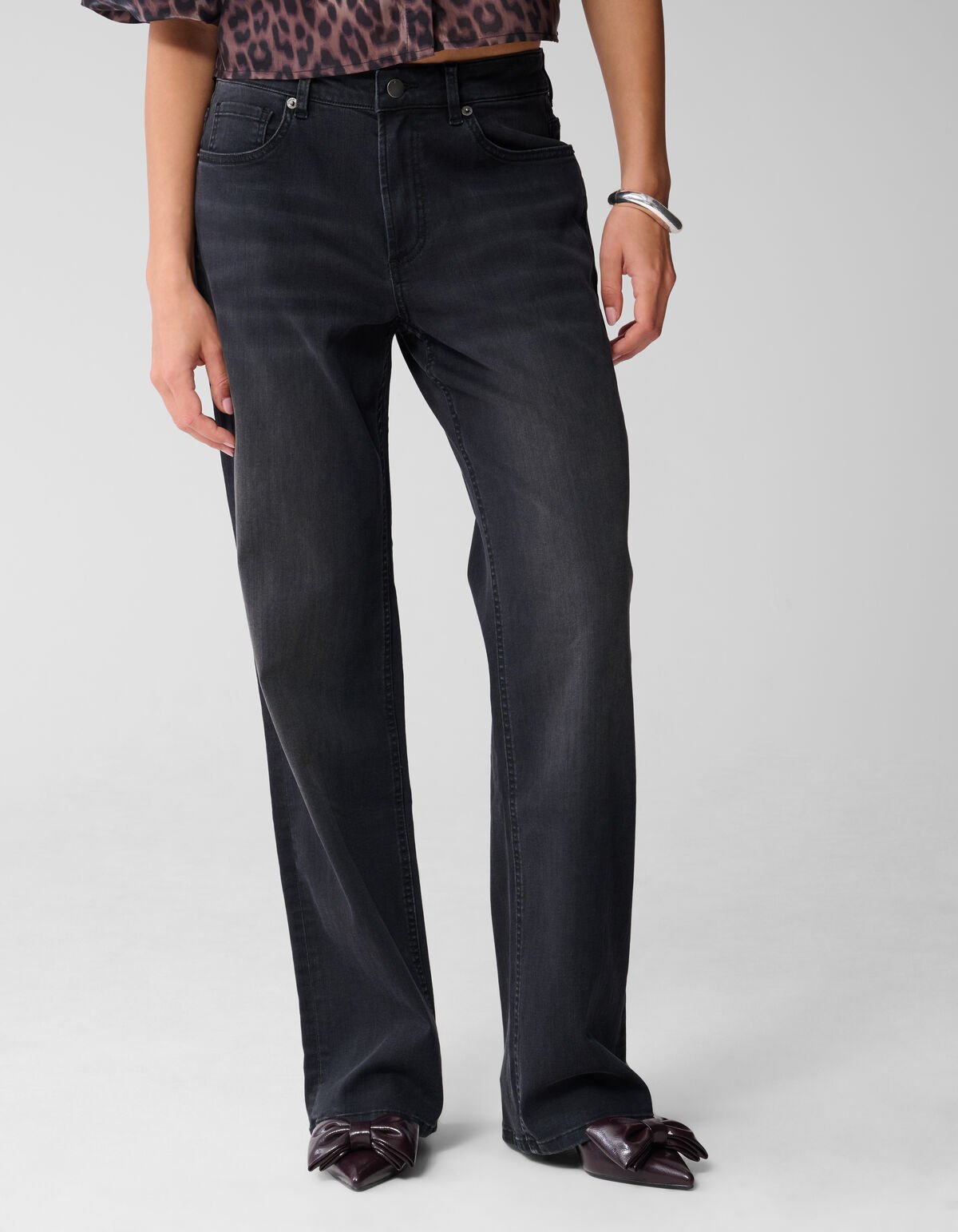 Straight Fit Jeans Extra Lang Donkergrijs SHOEBY WOMEN